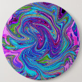 Blau, Rosa und Lila Groovy Abstrakt Retro Art Button (Vorderseite)