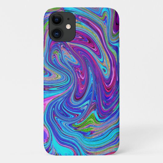 Blau, Rosa und Lila Groovy Abstrakt Retro Art Case-Mate iPhone Hülle (Rückseite)