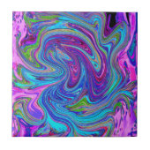 Blau, Rosa und Lila Groovy Abstrakt Retro Art Fliese (Vorderseite)