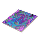 Blau, Rosa und Lila Groovy Abstrakt Retro Art Fliese (Seite)