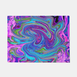 Blau, Rosa und Lila Groovy Abstrakt Retro Art Fußmatte