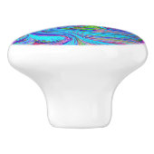 Blau, Rosa und Lila Groovy Abstrakt Retro Art Keramikknauf (Seitenansicht)