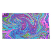 Blau, Rosa und Lila Groovy Abstrakt Retro Art Kissenbezug (Rückseite-Links)