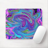 Blau, Rosa und Lila Groovy Abstrakt Retro Art Mousepad (Mit Mouse)