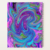 Blau, Rosa und Lila Groovy Abstrakt Retro Art Planer (Rückseite)