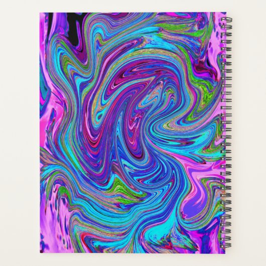 Blau, Rosa und Lila Groovy Abstrakt Retro Art Planer (Rückseite)