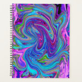 Blau, Rosa und Lila Groovy Abstrakt Retro Art Planer (Vorderseite)