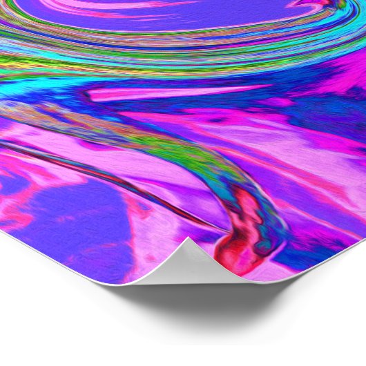 Blau, Rosa und Lila Groovy Abstrakt Retro Art Poster (Ecke)