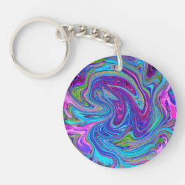 Blau, Rosa und Lila Groovy Abstrakt Retro Art Schlüsselanhänger