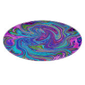 Blau, Rosa und Lila Groovy Abstrakt Retro Art Schneidebrett (Ecke)