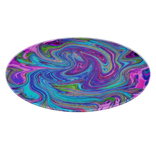 Blau, Rosa und Lila Groovy Abstrakt Retro Art Schneidebrett (Ecke)