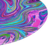 Blau, Rosa und Lila Groovy Abstrakt Retro Art Schneidebrett (Ecke)
