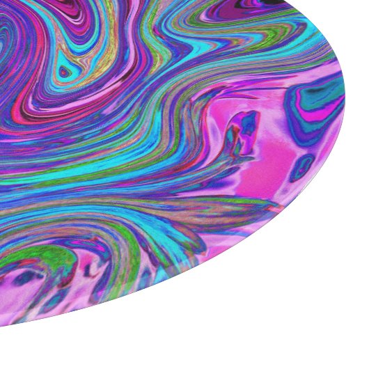 Blau, Rosa und Lila Groovy Abstrakt Retro Art Schneidebrett (Ecke)