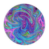 Blau, Rosa und Lila Groovy Abstrakt Retro Art Schneidebrett (Vorderseite)
