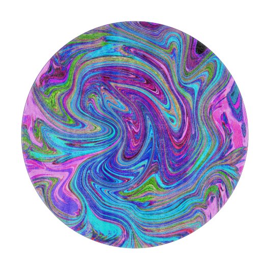 Blau, Rosa und Lila Groovy Abstrakt Retro Art Schneidebrett (Vorderseite)