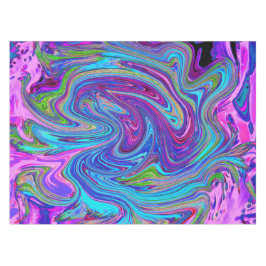 Blau, Rosa und Lila Groovy Abstrakt Retro Art Tischdecke