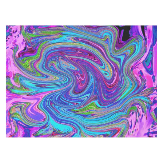 Blau, Rosa und Lila Groovy Abstrakt Retro Art Tischdecke (Vorderseite (Horizontal))