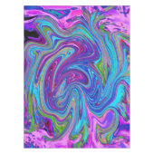 Blau, Rosa und Lila Groovy Abstrakt Retro Art Tischdecke (Vorderseite)