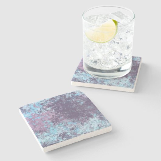 Blau, Rosa und Lila Marmor Abstrakt Steinuntersetzer (Seitenansicht)