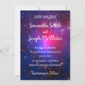 Blau-Rosa und Lila Raumbild Save the Date Einladung (Vorderseite)