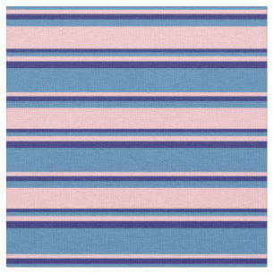 Blau, Rosa und Midnight Blue Lined Pattern Stoff