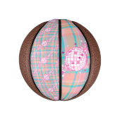 Blau, Rosa und Pfirsichmuster mit Glitzer & Herz | Mini Basketball (Vertikal)