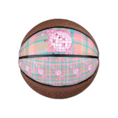 Blau, Rosa und Pfirsichmuster mit Glitzer & Herz | Mini Basketball (Vorderseite)