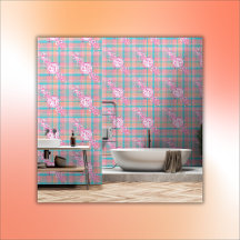 Blau, Rosa und Pfirsichmuster mit Glitzer & Herz |