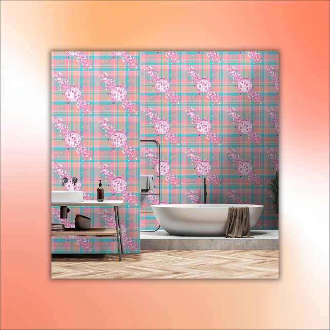 Blau, Rosa und Pfirsichmuster mit Glitzer & Herz | Tapete (Von Creator hochgeladen)