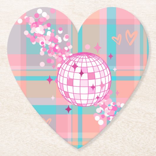 Blau, Rosa und Pfirsichmuster mit Glitzer & Herz | Untersetzer (Vorderseite)