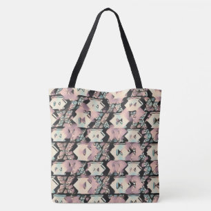 Blau, Rosa und Schwarz Abstrakt Boho Tasche