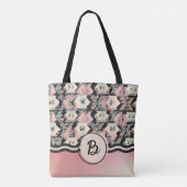 Blau, Rosa und Schwarz Abstrakte Boho-Tasche Tasche (Rückseite)