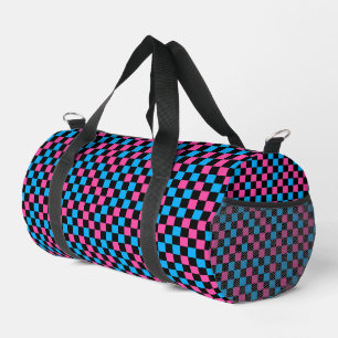 Blau Rosa und Schwarz kariertes Muster Duffle Bag