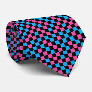 Blau Rosa und Schwarz kariertes Muster Krawatte