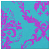 Blau-Rosa- und Türkisblau-Damaskus Stoff (Nahaufnahme)