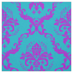 Blau-Rosa- und Türkisblau-Damaskus Stoff