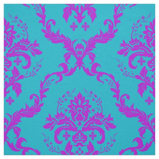 Blau-Rosa- und Türkisblau-Damaskus Stoff (Muster)