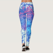 Blau-Rosa und Weiß abstrakt Leggings (Rückseite)