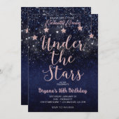 Blau & Rosa unter den Sternen Starry Night Sweet 1 Einladung (Vorne/Hinten)