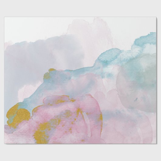 blau-rosa Wasserfarbe Watercolor Geschenkpapier (Flach)
