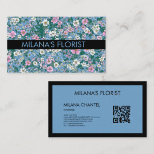 Blau Rosa Weiß Moderne Trendige Blume Florist  Visitenkarte