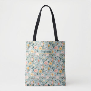 Blau Rosa Weiß Pfirsich Floral Blumen Brautjungfer Tasche