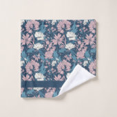 Blau Rosa Weiße Blume Blauer Hintergrund Badhandtuch Set (Waschlappen)