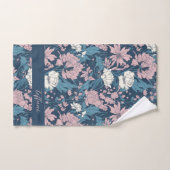Blau Rosa Weiße Blume Blauer Hintergrund Badhandtuch Set (Handtuch)