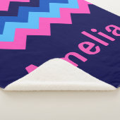 Blau-rosa-Zickzack-Monogramm-Mittlere Sherpa-Blank Sherpadecke (3/4)