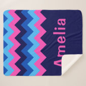 Blau-rosa-Zickzack-Monogramm-Mittlere Sherpa-Blank Sherpadecke (Vorderseite (Horizontal))