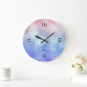 Blau-Rose-Gold-Gläser Große Wanduhr (Zuhause)