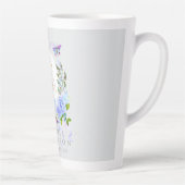 Blau Rose Ribbon Chic Monogram Gray Latte Tasse (Rechts)