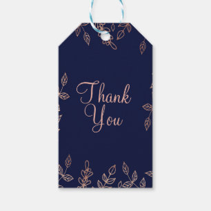 Blau & Roségold Glamour Botanische Elegante Hochze Geschenkanhänger