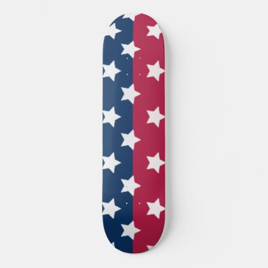 Blau-Rot-Block mit weißen Sternen Skateboard (Vorderseite)